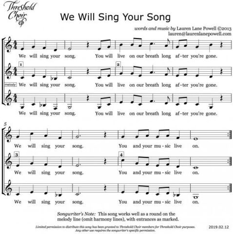 We Will Sing Your Song 20190212