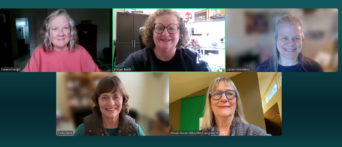 Zoom screen with 5 white women